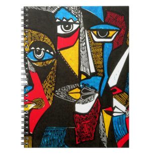 Cuaderno Ilustracion moderno de estilo linocut. Color surre