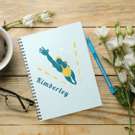 Cuaderno Ilustracion nadador Natación Nombre personalizado 