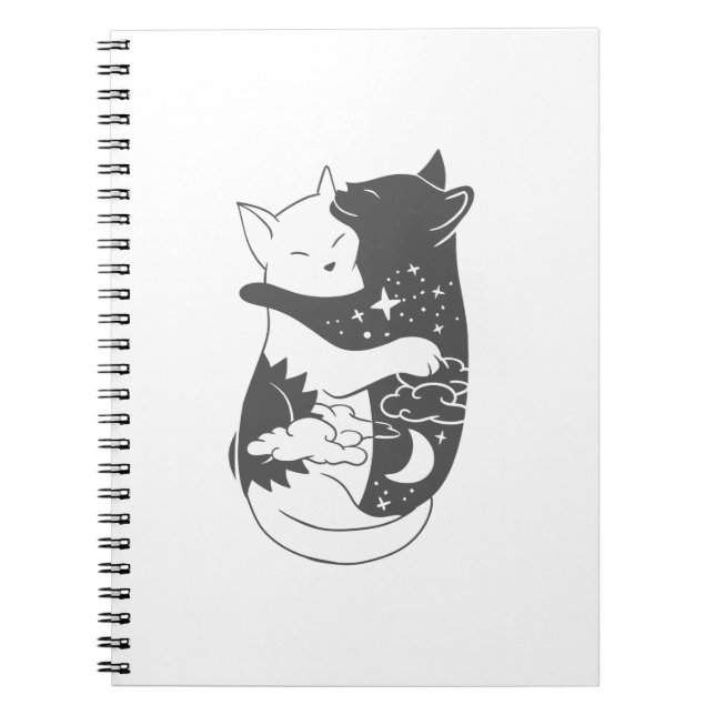 Cuaderno Ilustracion nocturno de gato - Elegir fondo (Frente)