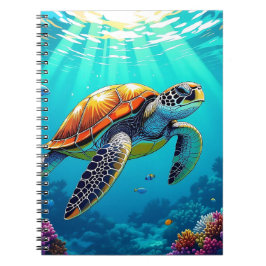 Cuaderno Ilustracion Océano vibrante de tortuga marina