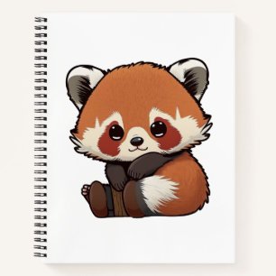 Cuaderno ilustracion panda rojo personalizado
