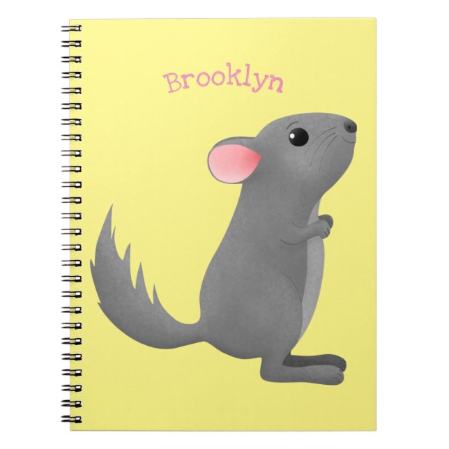 Cuaderno Ilustracion personalizado chinchilla gris suave (Frente)