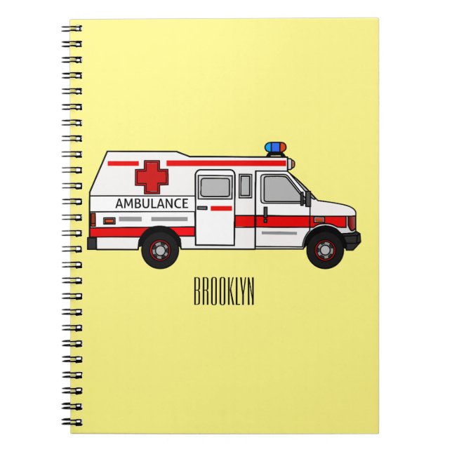 Cuaderno Ilustracion personalizado de ambulancia (Frente)