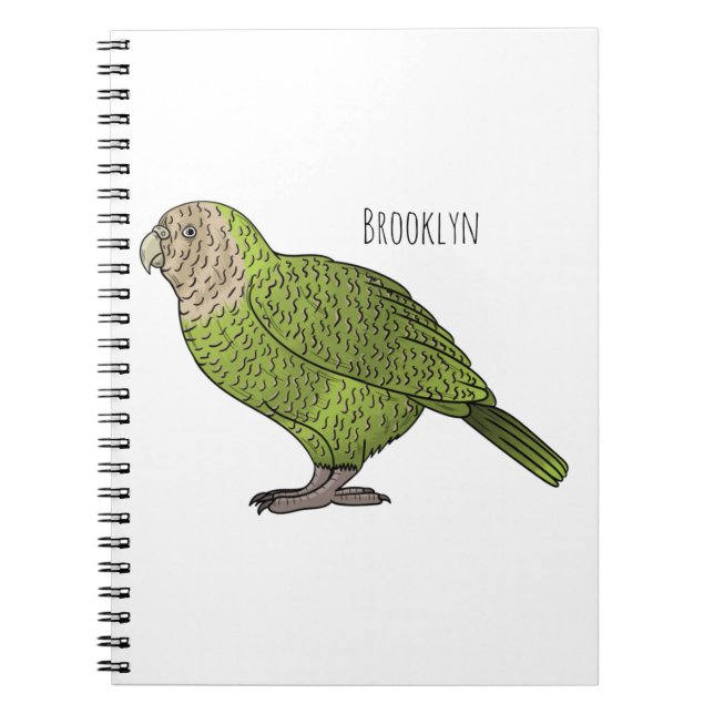 Cuaderno Ilustracion personalizado de aves Kakapo (Frente)