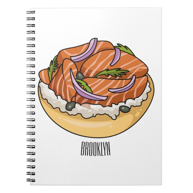 Cuaderno Ilustracion personalizado de bagel de Salmon (Frente)