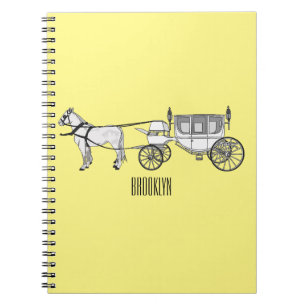 Cuaderno ilustracion personalizado de caballos y carruajes