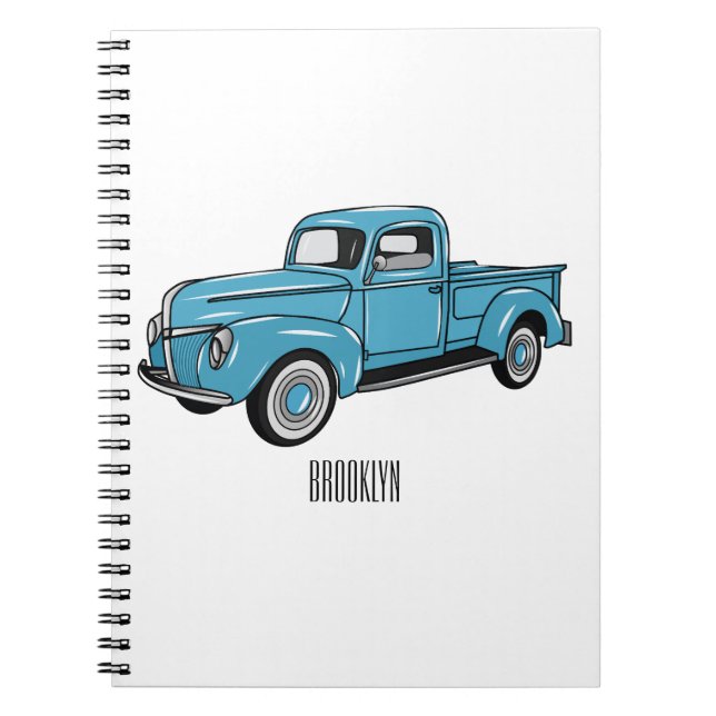 Cuaderno Ilustracion personalizado de camioneta clásica (Frente)