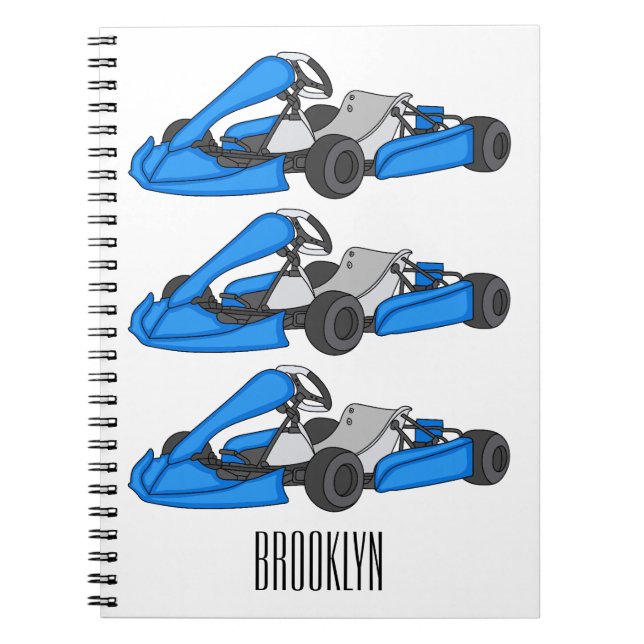 Cuaderno Ilustracion personalizado de carreras de Kart (Frente)