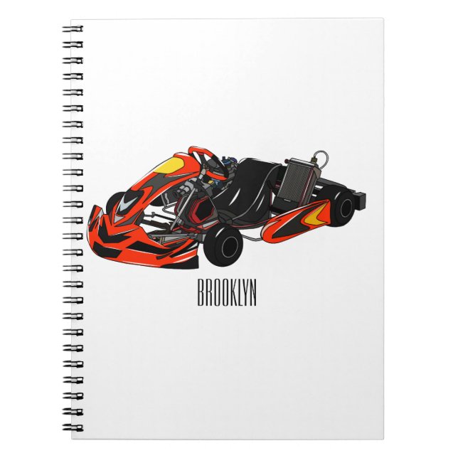 Cuaderno Ilustracion personalizado de carreras de Kart (Frente)