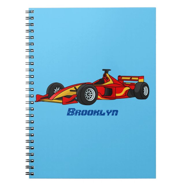 Cuaderno Ilustracion personalizado de coches de carreras de (Frente)