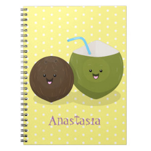 Cuaderno Ilustracion personalizado de cocos kawaii alegres