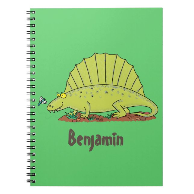 Cuaderno Ilustracion personalizado de dimetrodon verde lind (Frente)