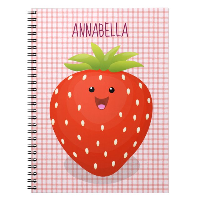 Cuaderno Ilustracion personalizado de fresa cute kawaii (Frente)