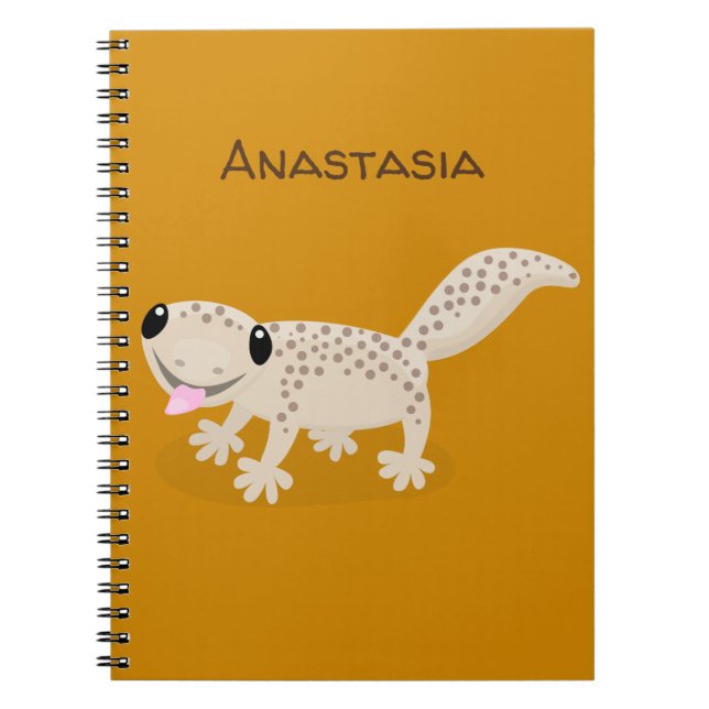 Cuaderno Ilustracion personalizado de gecko de color marrón (Frente)