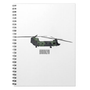 Cuaderno Ilustracion personalizado de helicóptero del ejérc