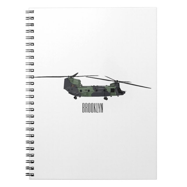 Cuaderno Ilustracion personalizado de helicóptero del ejérc (Frente)