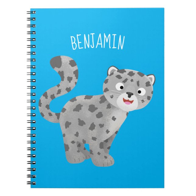 Cuaderno Ilustracion personalizado de leopardo de las nieve (Frente)