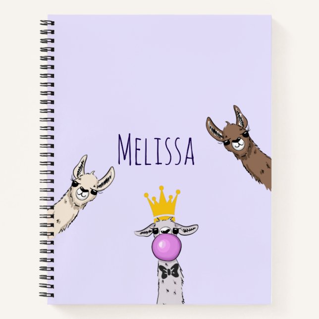Cuaderno ilustracion Personalizado de Llama de 3 cutas (Anverso)