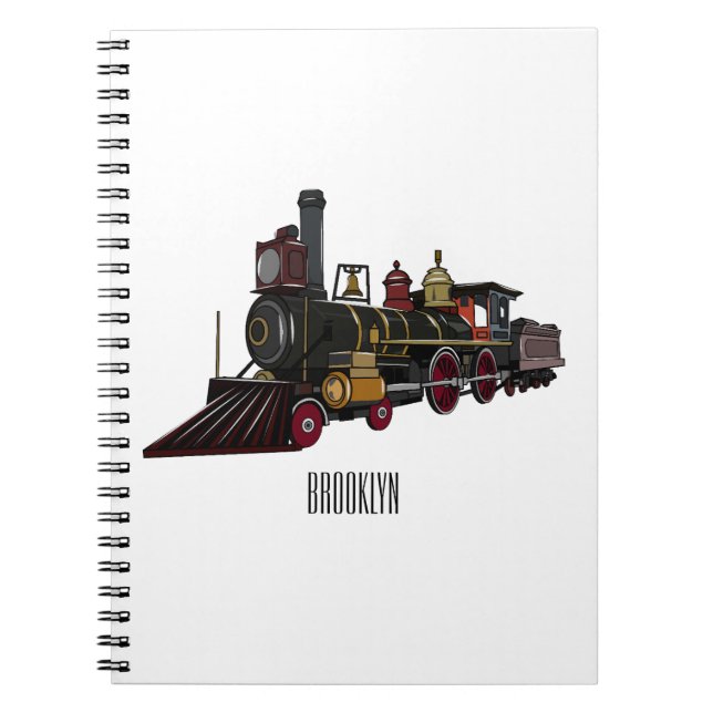 Cuaderno Ilustracion personalizado de locomotora de vapor (Frente)