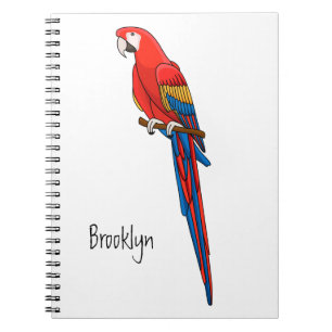 Cuaderno Ilustracion personalizado de loro de macao escarla