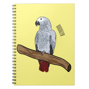 Cuaderno Ilustracion personalizado de loro gris africano