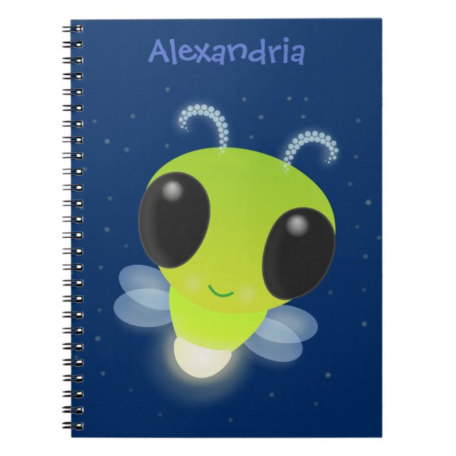 Cuaderno Ilustracion personalizado de luciérnaga con brillo (Frente)