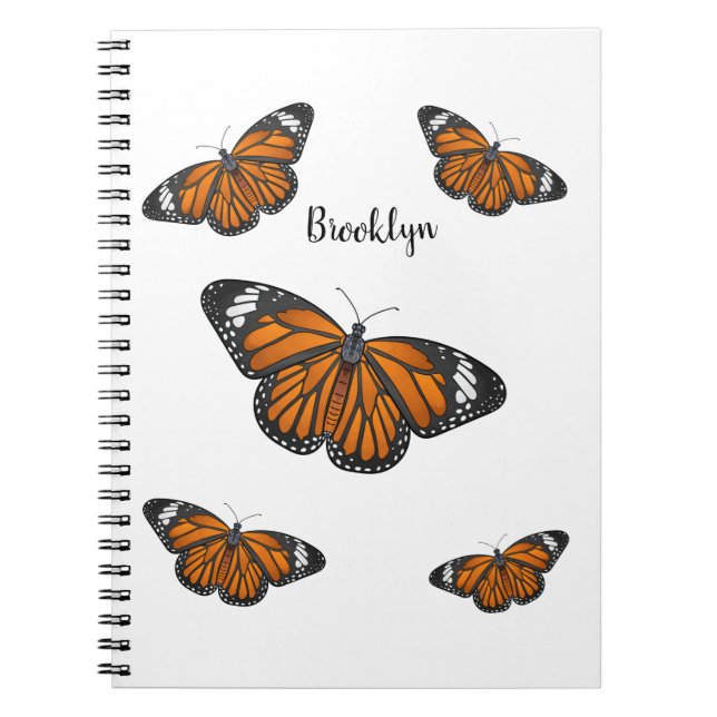 Cuaderno Ilustracion personalizado de mariposa monarca (Frente)