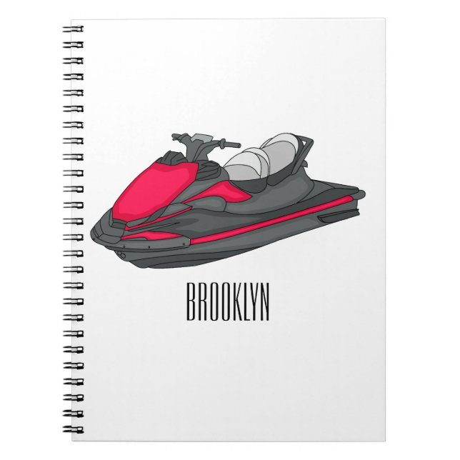 Cuaderno Ilustracion personalizado de moto acuática (Frente)