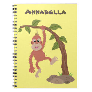 Cuaderno Ilustracion personalizado de orangután bebé feliz