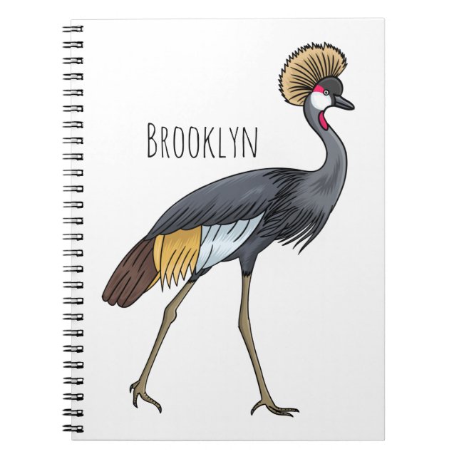 Cuaderno Ilustracion personalizado de pájaro grullo coronad (Frente)