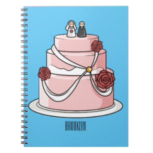Cuaderno ilustracion personalizado de pastel boda