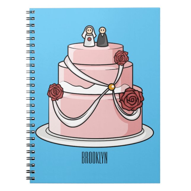 Cuaderno ilustracion personalizado de pastel boda (Frente)