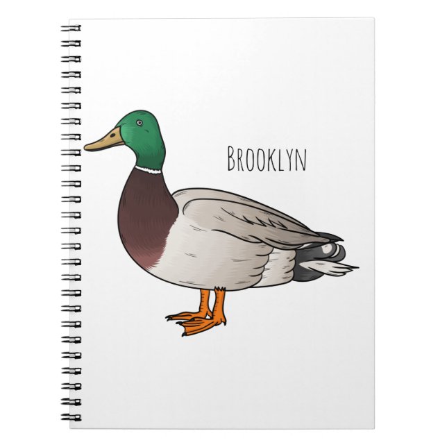 Cuaderno Ilustracion personalizado de pato mallard (Frente)
