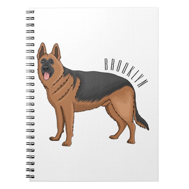 Cuaderno Ilustracion personalizado de perro pastor alemán (Frente)