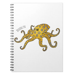 Cuaderno Ilustracion personalizado de pulpo de anillo azul