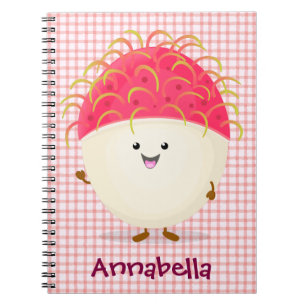 Cuaderno Ilustracion personalizado de rambután rosa suave