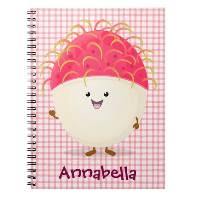 Cuaderno Ilustracion personalizado de rambután rosa suave (Frente)