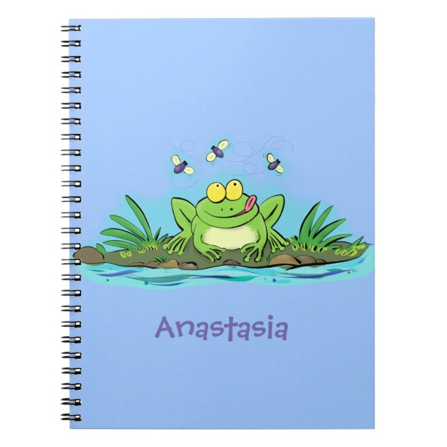Cuaderno Ilustracion personalizado de rana verde dulce (Frente)