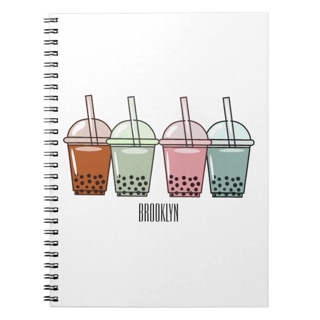 Cuaderno Ilustracion personalizado de té de burbujas (Frente)