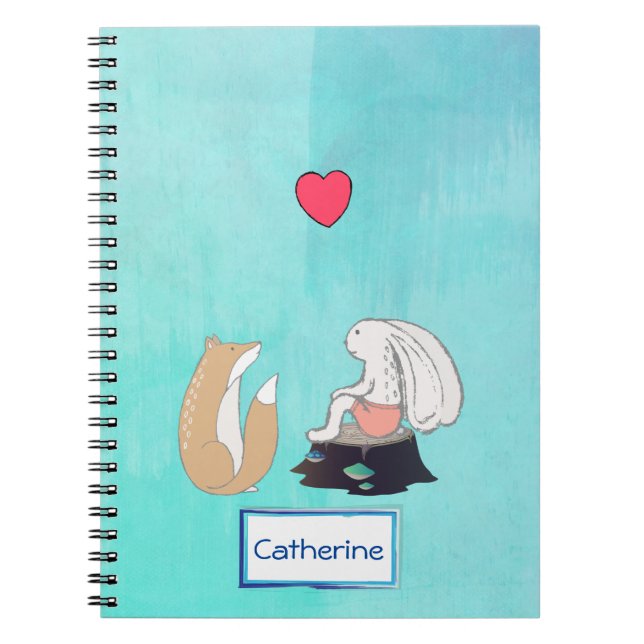 Cuaderno Ilustracion personalizado de zorro y conejo (Frente)