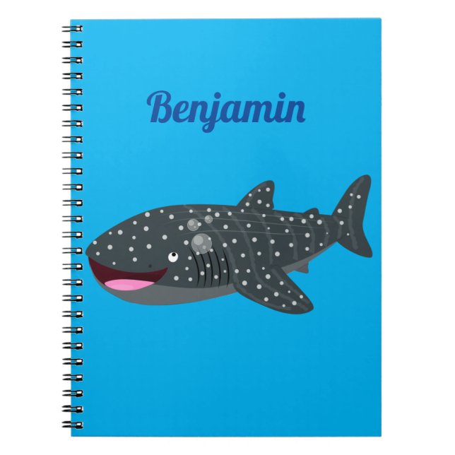 Cuaderno Ilustracion personalizado feliz de tiburón ballena (Frente)
