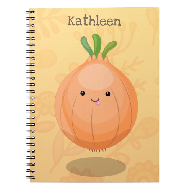 Cuaderno Ilustracion personalizado verde de cebolla marrón  (Frente)