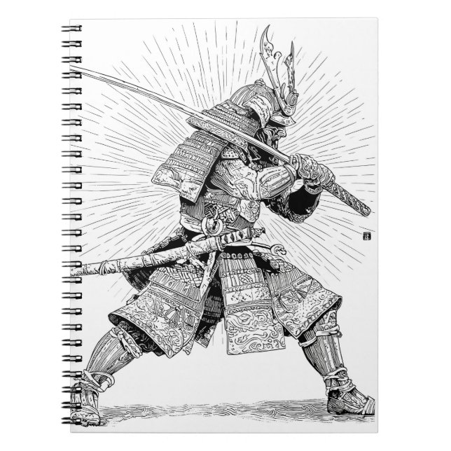 Cuaderno Ilustracion radiante de tinta de guerrero de Samur (Frente)