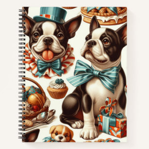 Cuaderno Ilustracion Retro Cute Boston Terrier