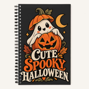 Cuaderno Ilustración Retro de Fantasma de Halloween Espeluz