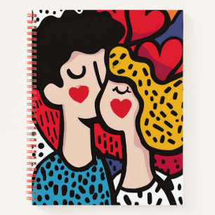 Cuaderno Ilustracion romántico de arte pop de una pareja am