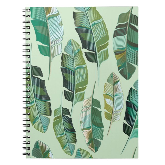 Cuaderno Ilustracion tropical de plantas bananeras de moda (Frente)