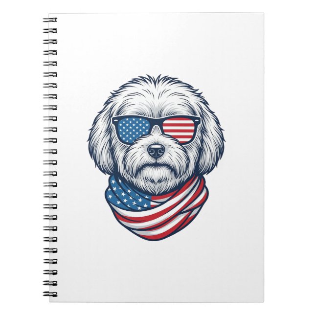 Cuaderno Ilustración vectorial de perro esponjoso patriótic (Frente)