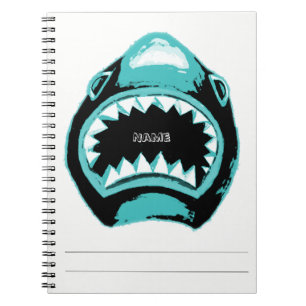 Cuaderno Ilustracion verde de acuarela de tiburón
