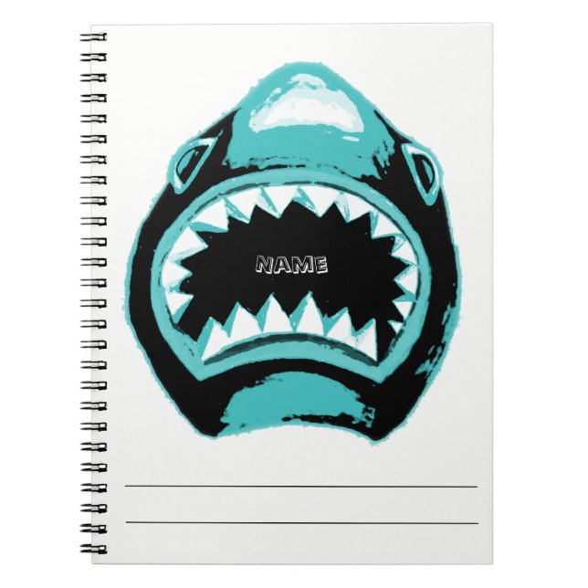 Cuaderno Ilustracion verde de acuarela de tiburón (Frente)